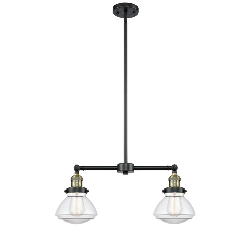 Chesterville 2 - Light Kitchen Island Pendant, Clear, Black Antique Brass