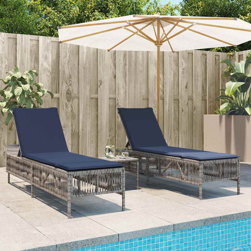  Chaise longue de patio grise, Gris clair, Marine