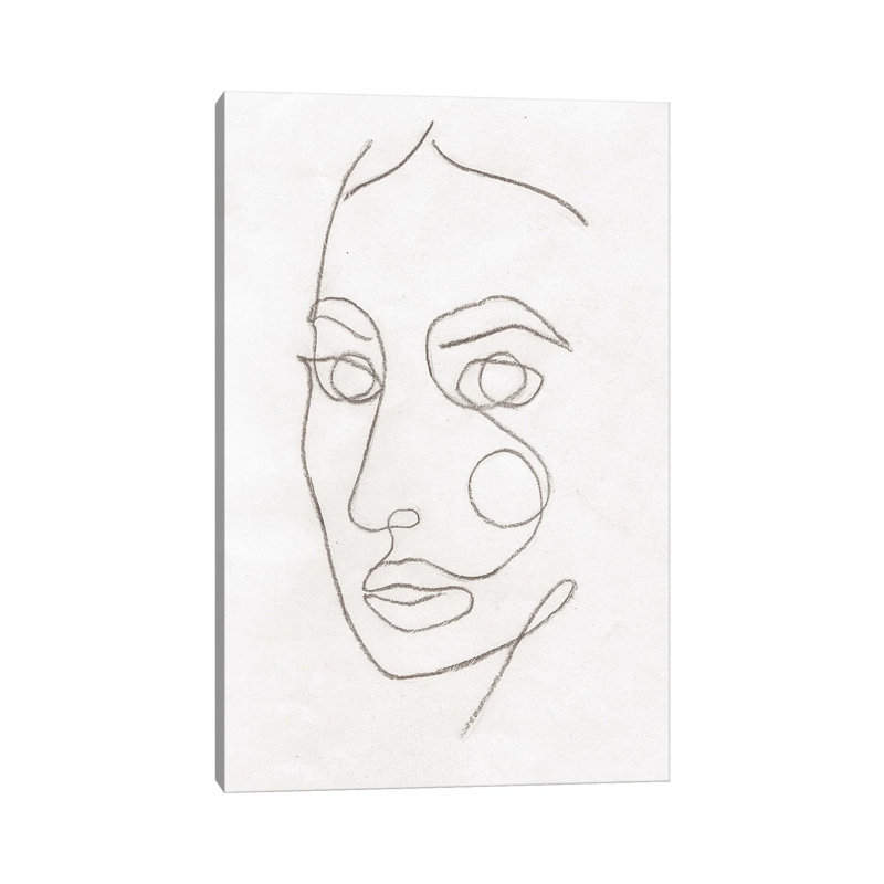 Line Art Woman Face II by Whales Way - Print on Canvas, 66.04cm H x 45.72cm W x 1.91cm D, Wrapped Canvas