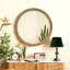 Miroir mural rond en bois vieilli et perles, 23,62 "Farmhouse Vintage