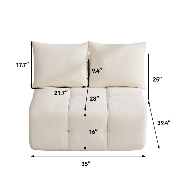 Fauteuil Boneless, sans accoudoirs, siège central capitonné, sans assemblage, Blanc