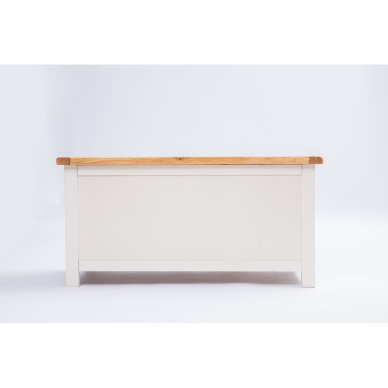 Banc de rangement en bois avec plateau rabattable, White