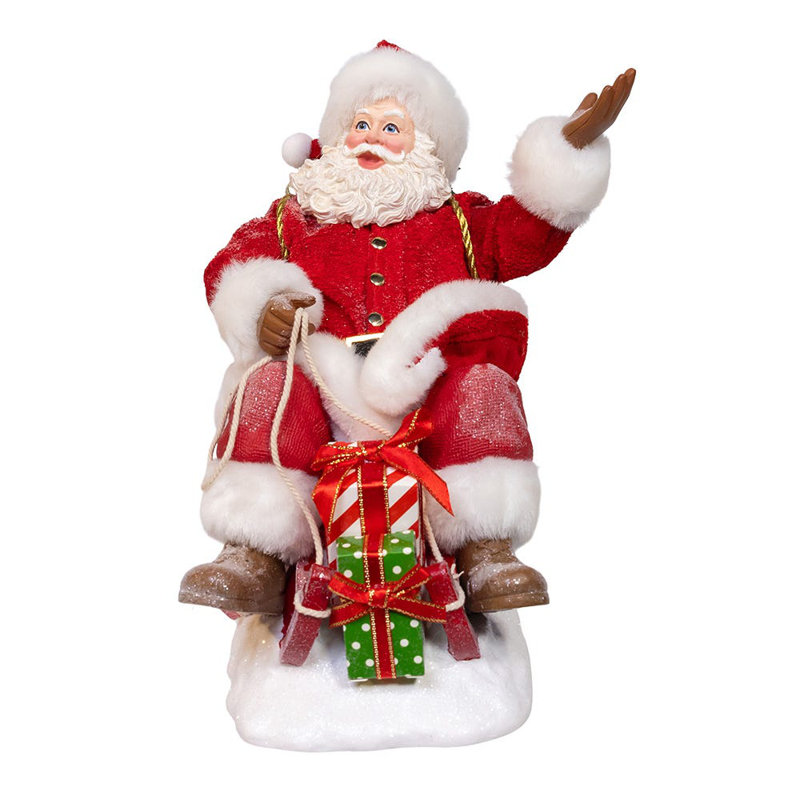  Fabriche Christmas Figurine, Santa with Sled, 10in