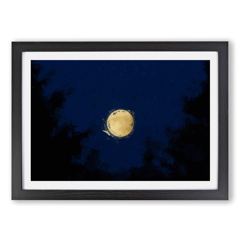 Moon Through the Trees - Framed Print, 62cm H x 87cm W x 2cm D, Black