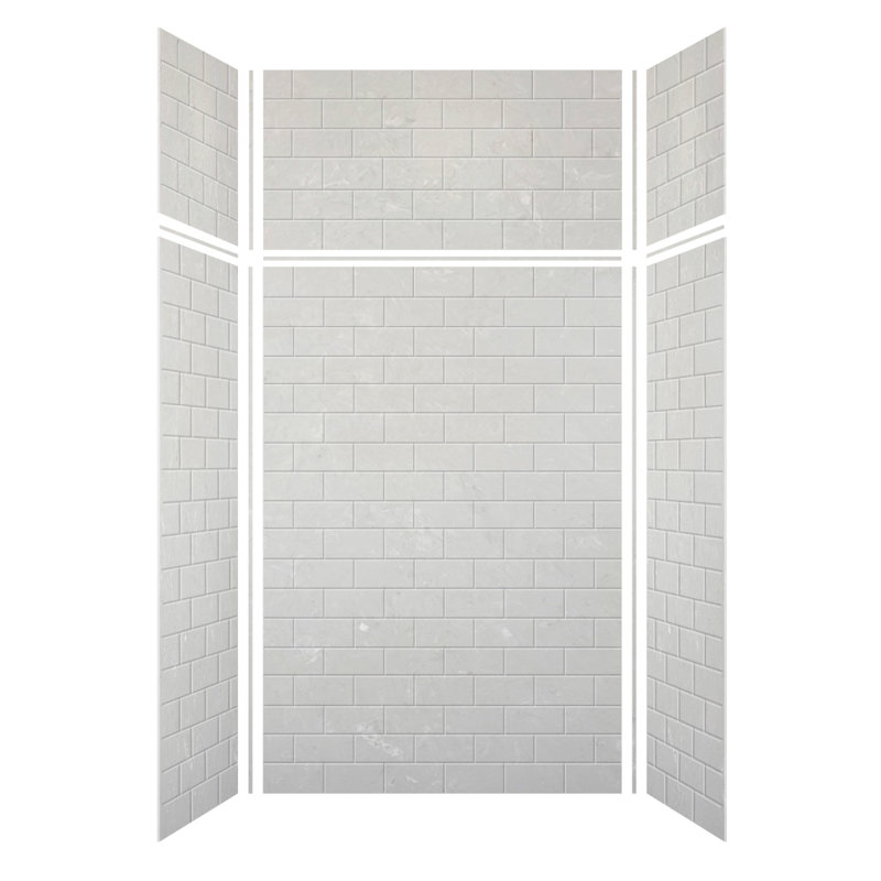 Lunar Gray Subway Tile 48'' x 96'' Solid Surface Shower Wall Kit