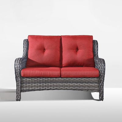 Schutt 50" Wide Outdoor Wicker Loveseat With Cushions by Red Barrel Studio
