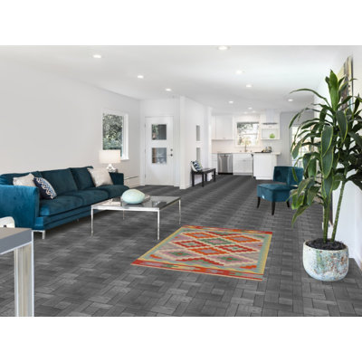 Tapis géométrique réversible en laine Kilim 3 x 5