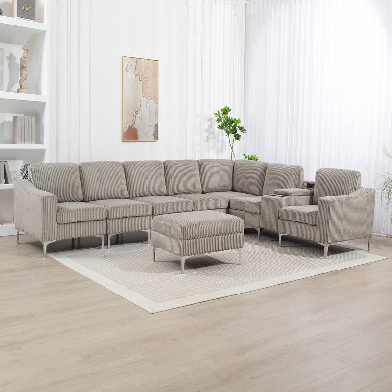 Canapé modulaire usb en velours côtelé pour les salons modernes