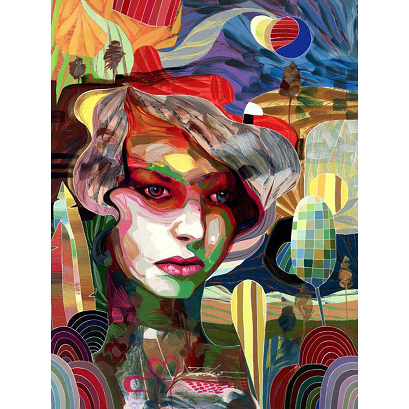 Dos Corazones, limited edition giclee on canvasby Tadeo Zavalata, 28x30 framed