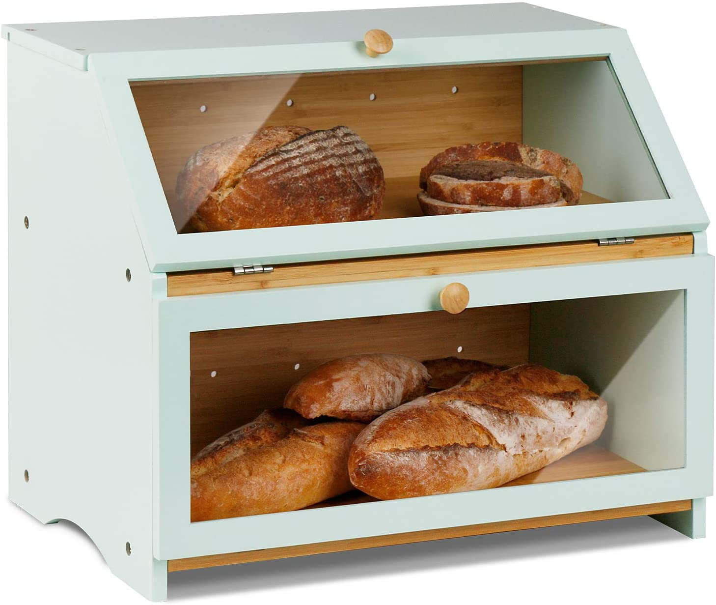Prep & Savour Double Layer Bamboo Bread Box | Wayfair
