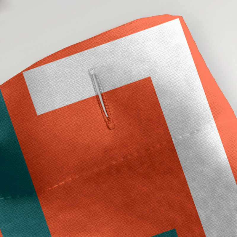 Rideau de douche géométrique simple, Aqua/White/Orange