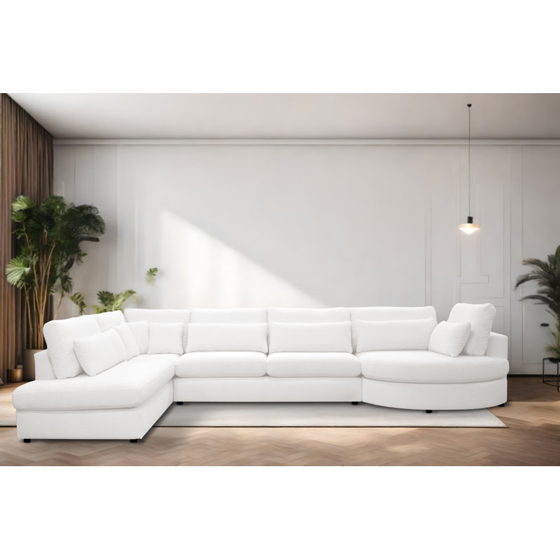 6 Seater Corner Sofa , Right Hand Facing, White