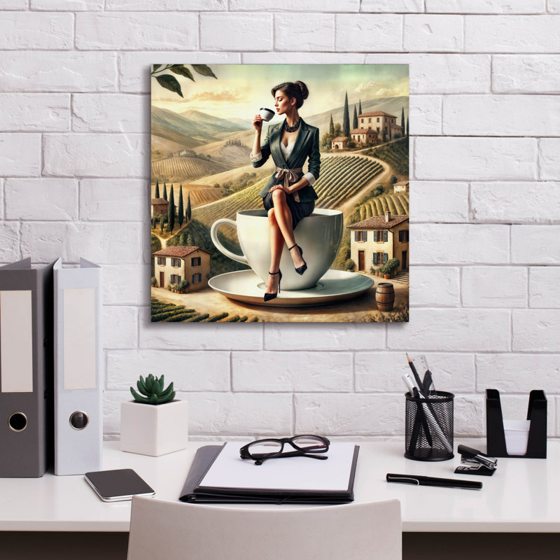 Art mural sur toile Winston Porter «Double Espresso In Italy» par Rey Klimt, H 18 po x l 18 po