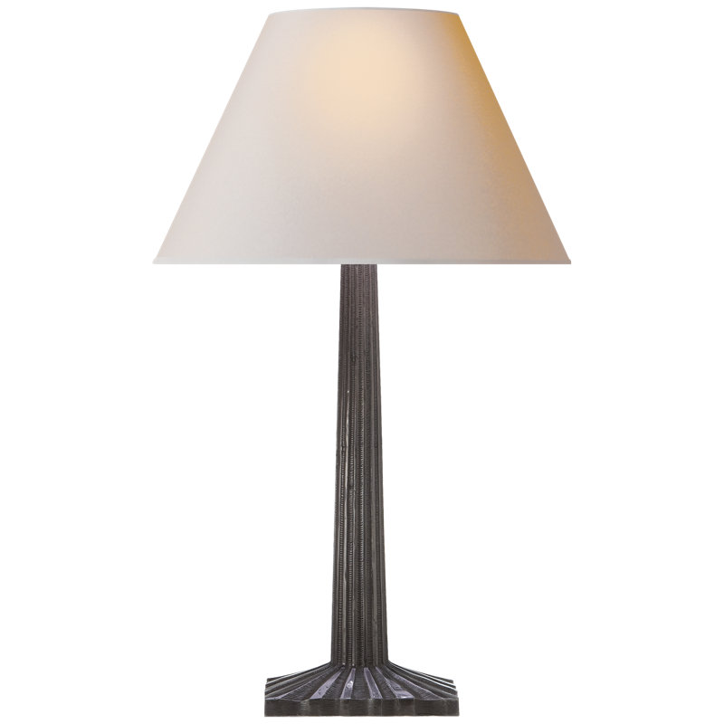 Chapman & Myers Strie Fluted Column Table Lamp, Aged Iron, Fabric