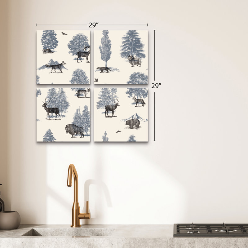 Ensemble de 4 panneaux muraux sur toile - «Where It's Belong» par Florent Bodart pour décoration de salon, de chambre à coucher ou de bureau 