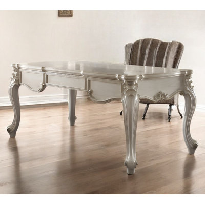 72" White Wood Executive Desk With Three Drawers