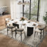 71" Modern Oval Dining Table Set With 6 Dining Chairs