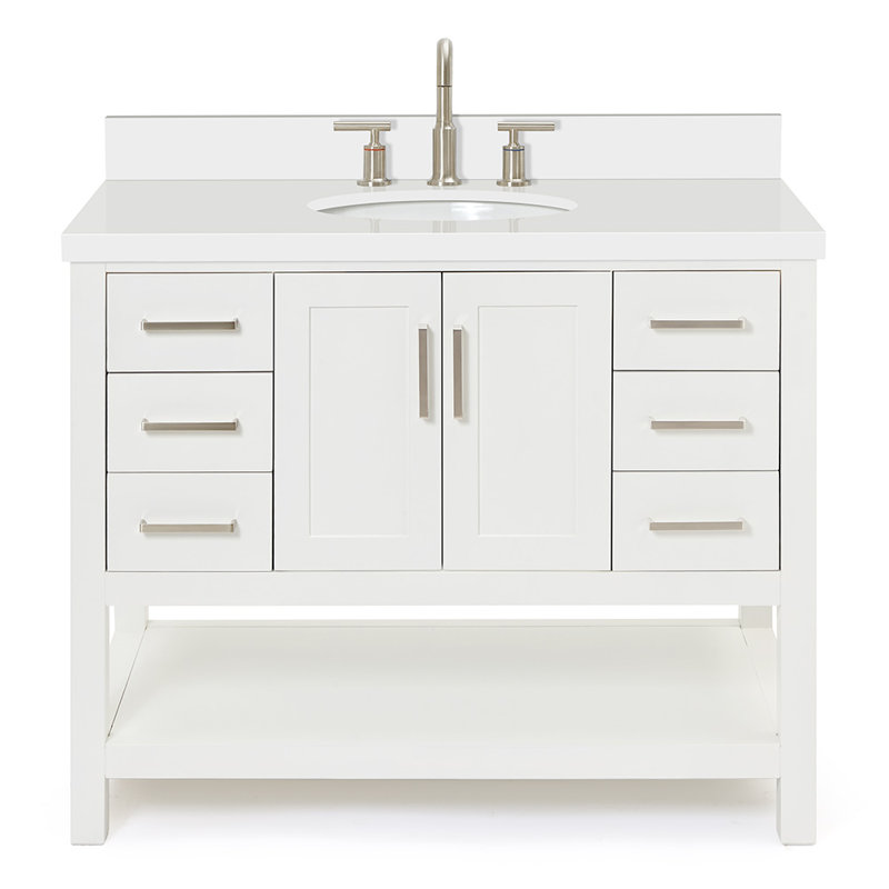 Ensemble de meuble-lavabo simple 43 po Magnolia, Blanc, Oval