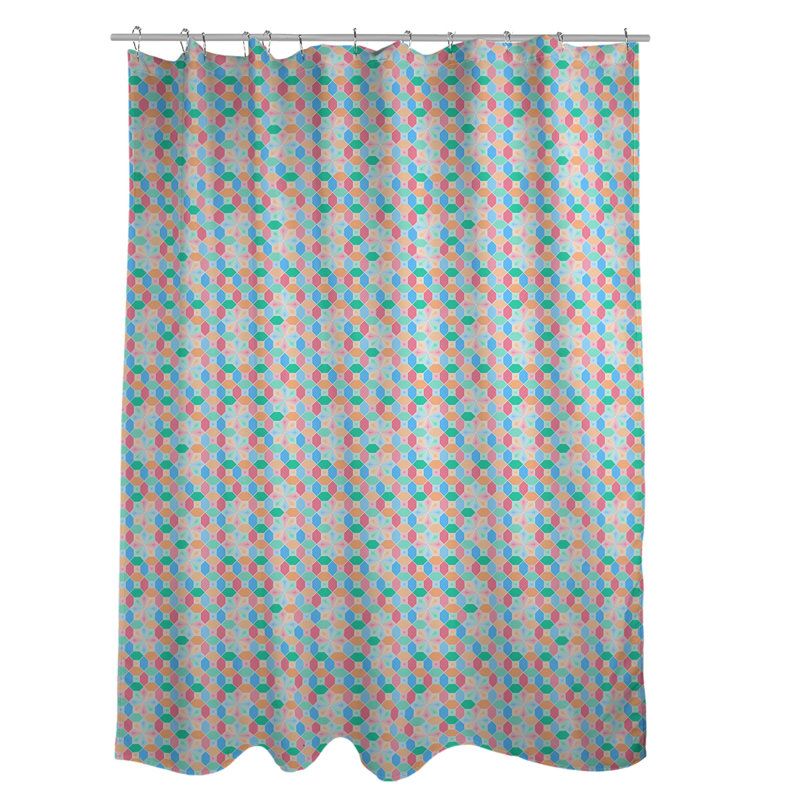 Rideau de douche simple en vitrail, Bleu/Rose/Orange