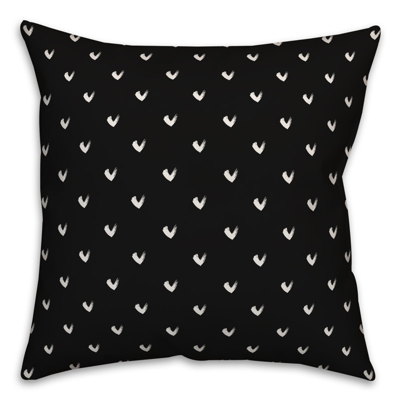 Polka Dots Reversible Throw Pillow, 20" x 20", Black Geometric 4