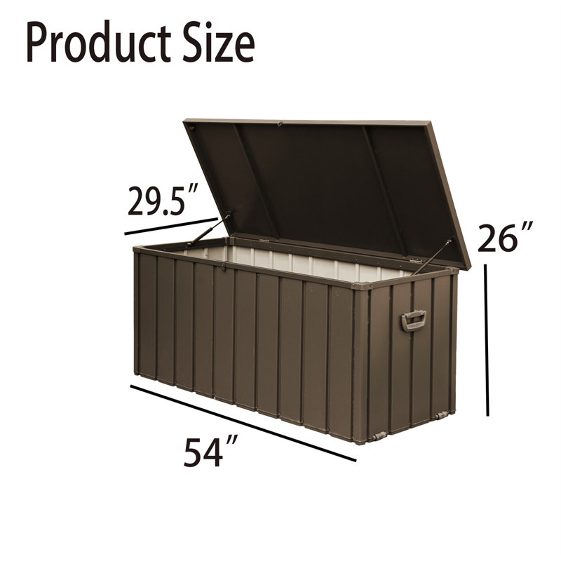TONWIN Steel Lockable Deck Box in Brown, 25.5" H x 54" W x 29.5" D 
