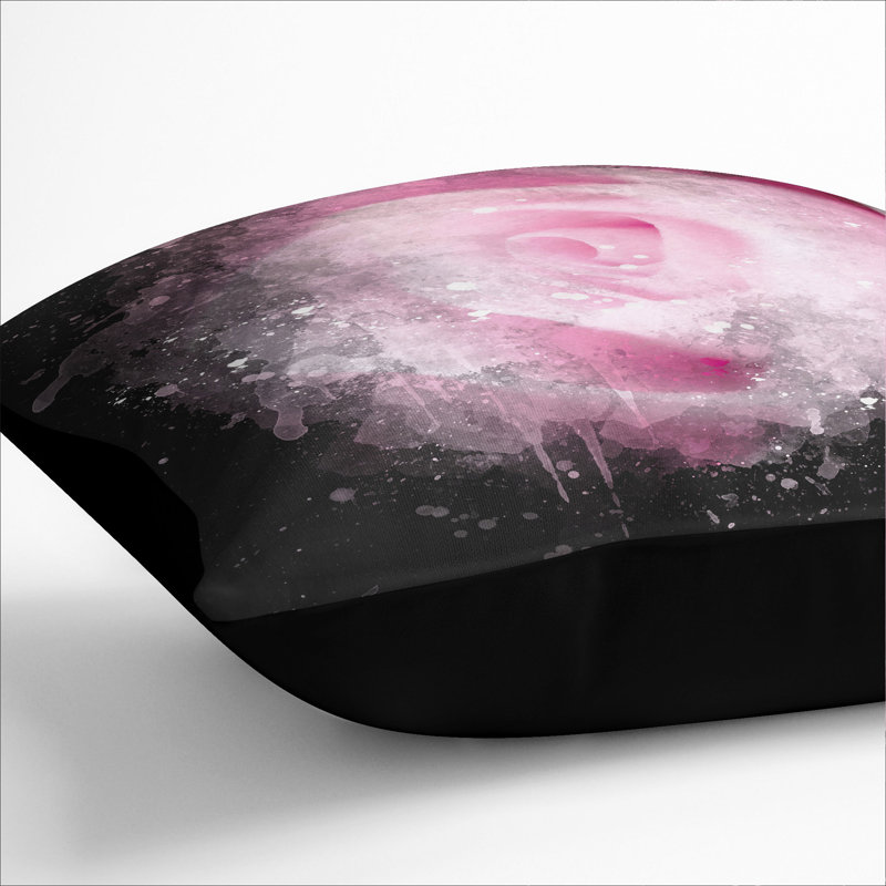 Pink Rose Flower Vol.1 Scatter Cushion, Black, 40cm H x 40cm W x 15cm D