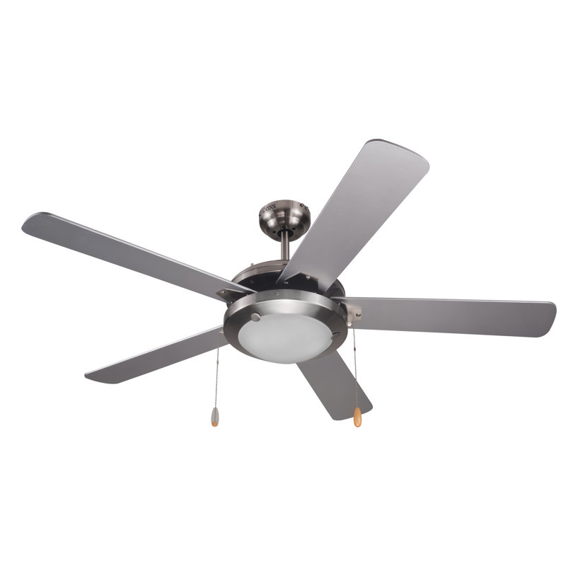 Silver 52" Modern Ceiling Fan with LED Light and 5 Blades