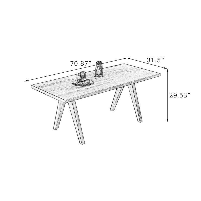 Table de salle à manger Burlywood, H 29,53 po x L 70,87 po x l 31,5 po
