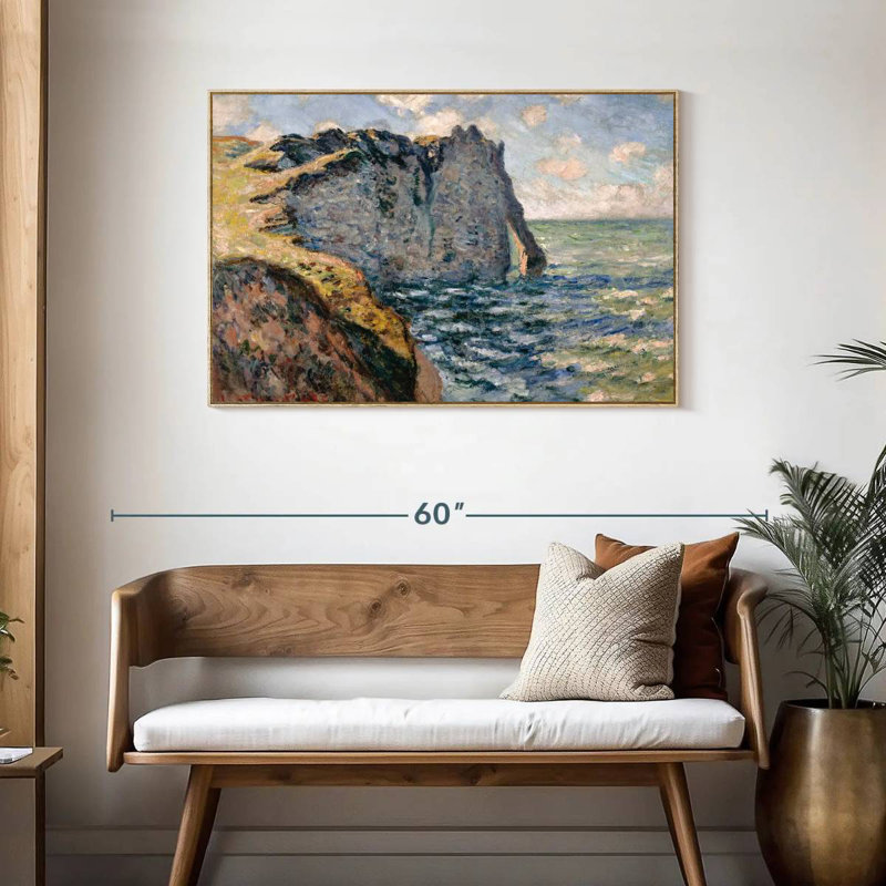 La falaise d'Aval Etretat, Cadre flottant en bois naturel, 43 po x 29 po
