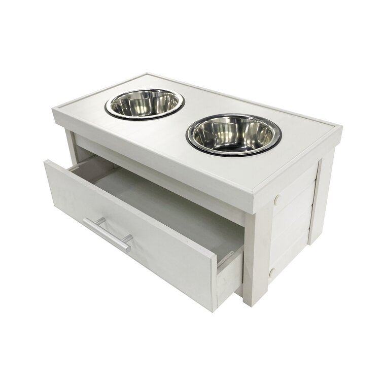 Halifax North America Large Elevated Dog Bowls with Storage Drawer Containing 21L Capacity | Mathis Home