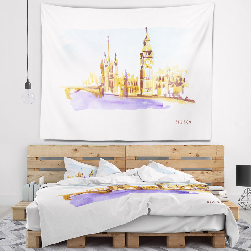 Cityscape painting london illustration illustration tapisserie, H 50 po x l 60 po