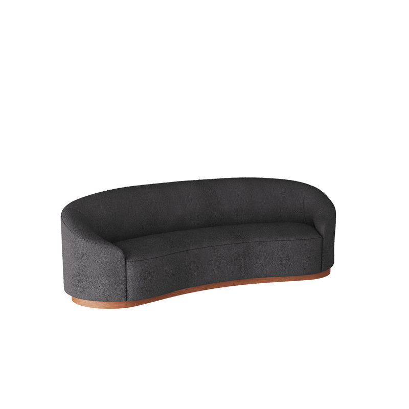 Turner Small Sofa Paprika Velvet, 29.5"H x 108"W x 34"D, Black Velvet, White Oyster
