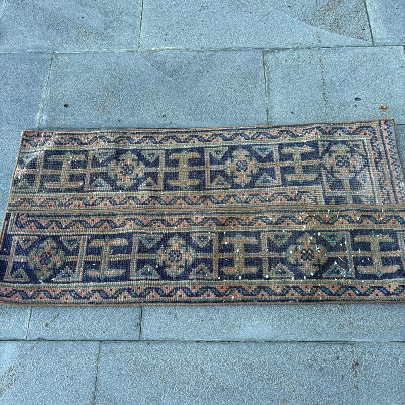 Handmade Traditional Turkish Runner Area Rug- Vintage Wool for Hallway Decoration