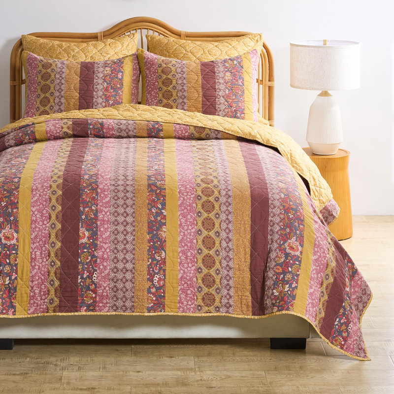 Ensemble de courtepointe réversible Marigold, Twin Quilt + 1 Standard Pillow Sham