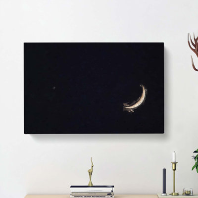 Crescent Moon & Planet Venus in Abstract - Wrapped Canvas