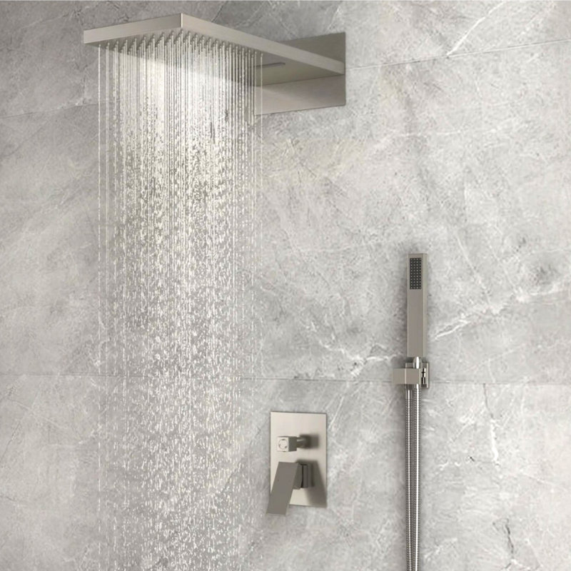 Ensemble de robinet de douche 3 fonctions haut de gamme de luxe moderne, système de douche complet avec pomme de douche cascade et pluie 22 "x 9", douche à main et valve à pression équilibrée