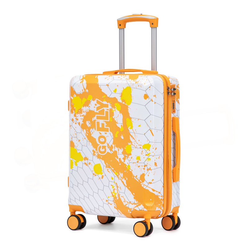 Valise à roulettes 20 pouces pour PC, valise de transport, avec motif imprimé et serrure à combinaison, Orange