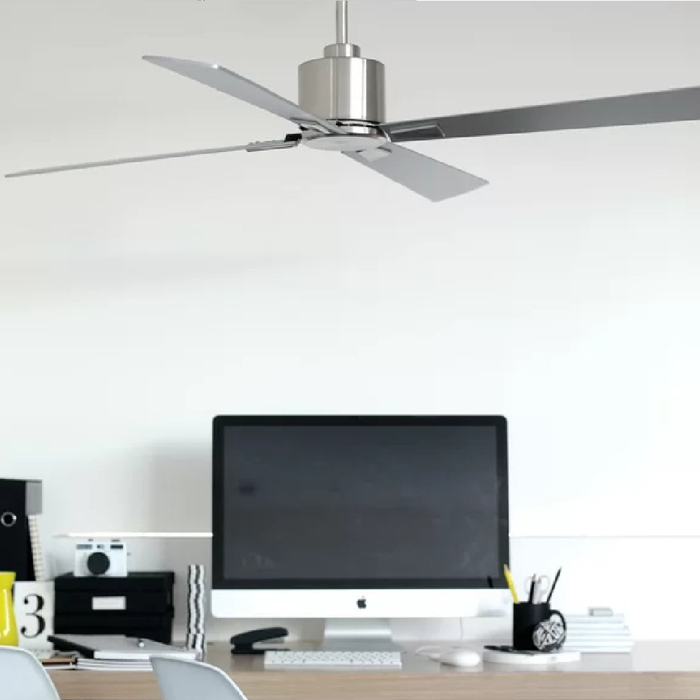 Harford 52" Ceiling Fan, Brushed Chrome with Silver Blades