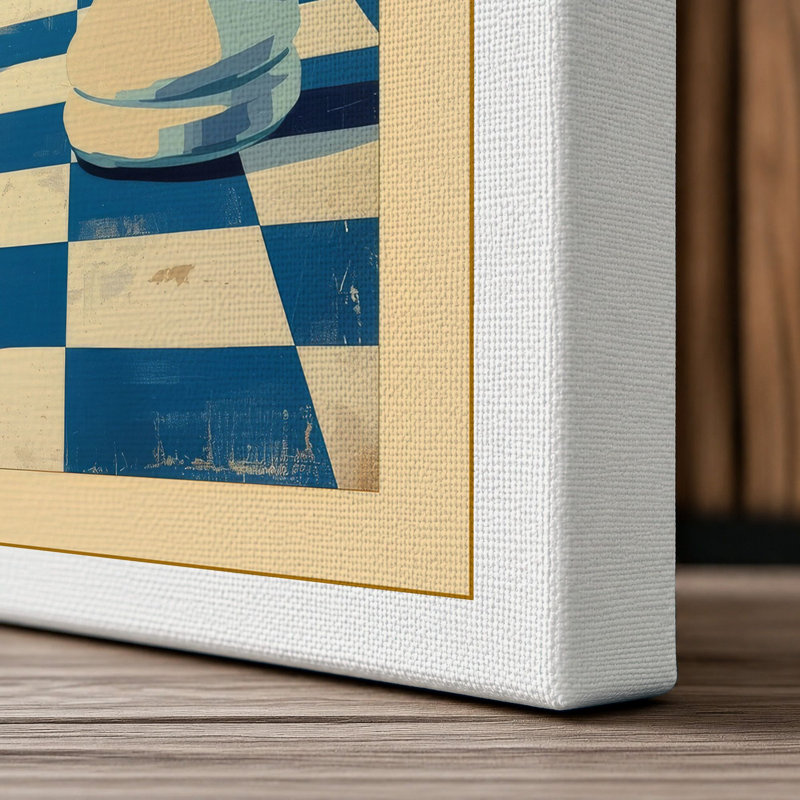 Queen and Pawn Retro - Wrapped Canvas, 36x24 - 91.4 x 61.0 cm, White Border