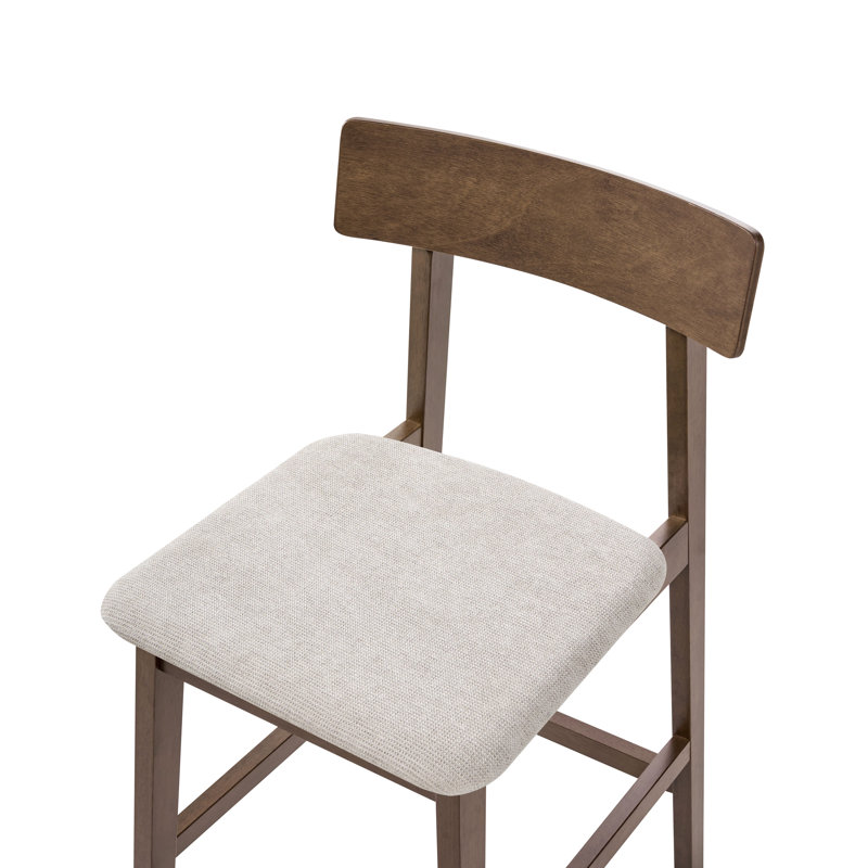 Upholstered Counter Stool with Solid Wood Frame, White