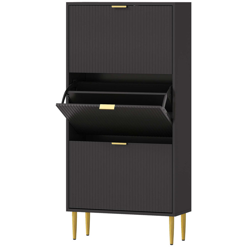 Flip Down Shoe Storage, Black, 122cm H x 60cm W x 24cm D