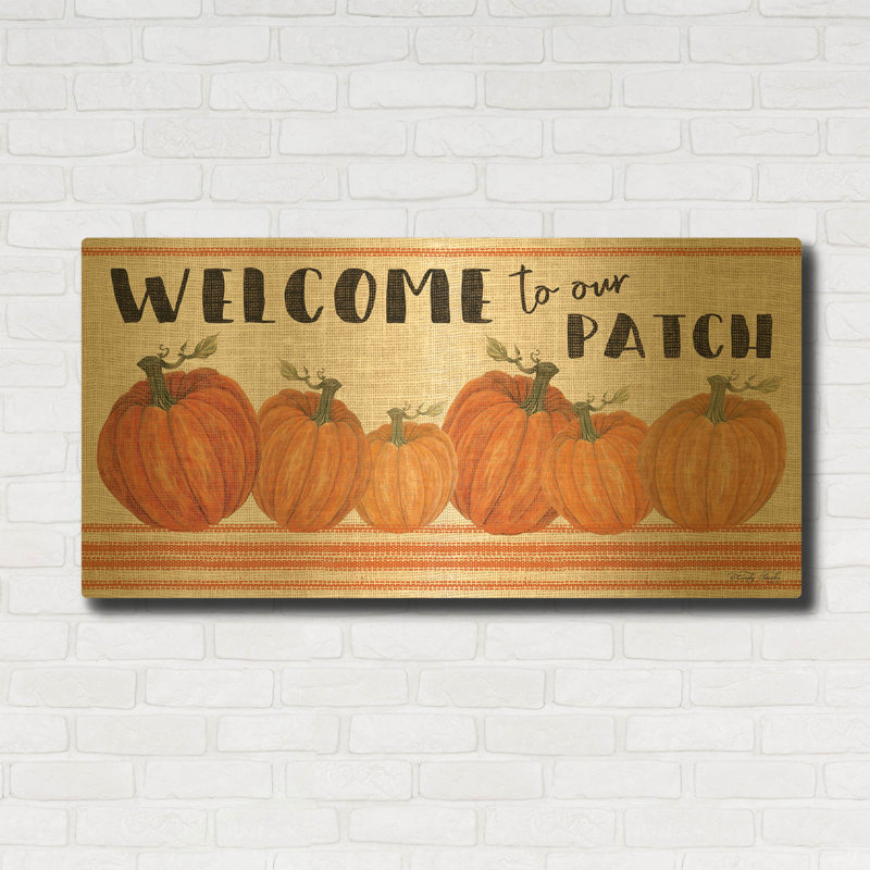 «Welcome to Our Pumpkin Patch» par Cindy Jacobs, art mural en métal doré, 48 po x 24 po, 48 po x 24 po