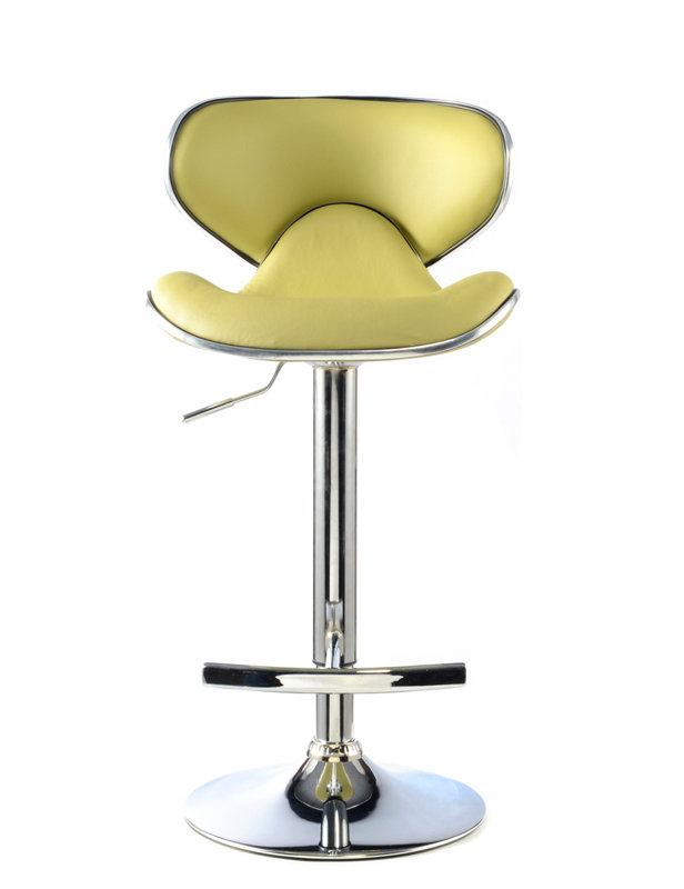 Sophie Swivel Upholstered Adjustable Height Counter Stool with Metal Frame, Chrome/Lime