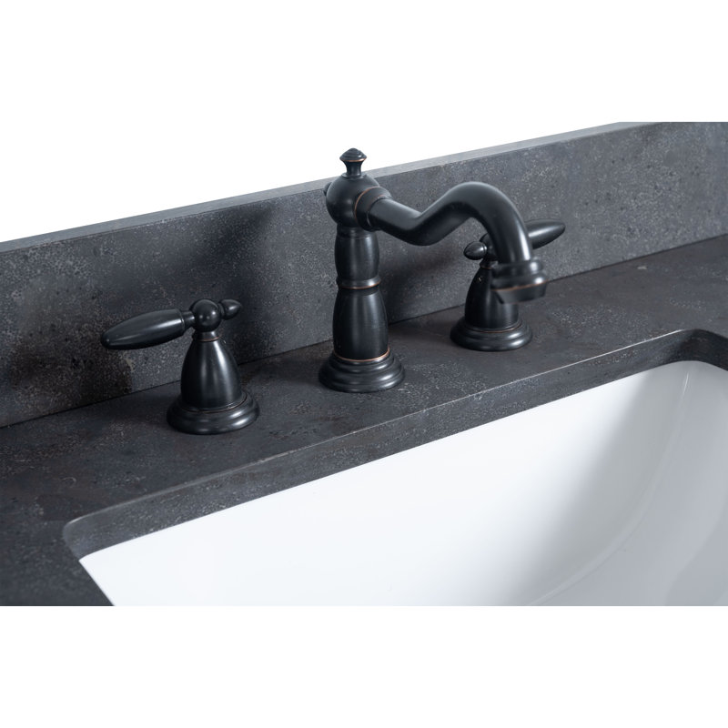 Meuble-lavabo double autoportant, Calcaire noir, Tanné, 72"