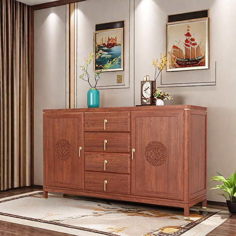 Buffet en bois massif de style chinois, Rouge