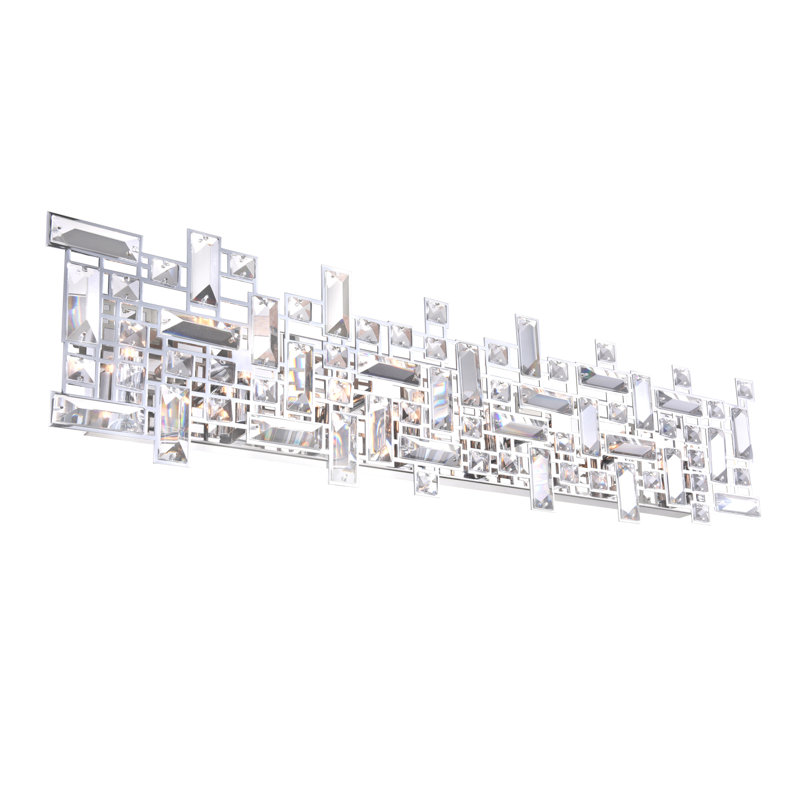30" Chrome Vanity Light for Bathroom, Living Room – 8-Light Horizontal Sconce with G9 Bulb Base – LED Compatible, Overlapping Crystal Panels – BACL Certified