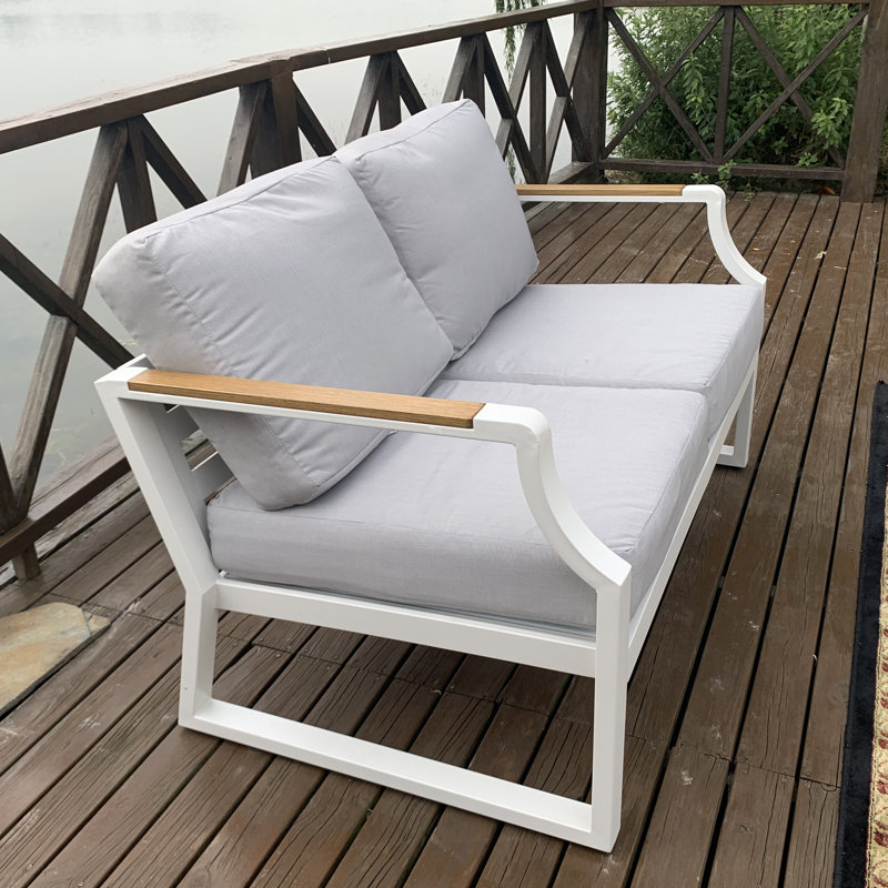 Causeuse d'extérieur avec coussin Suarez, Blanc