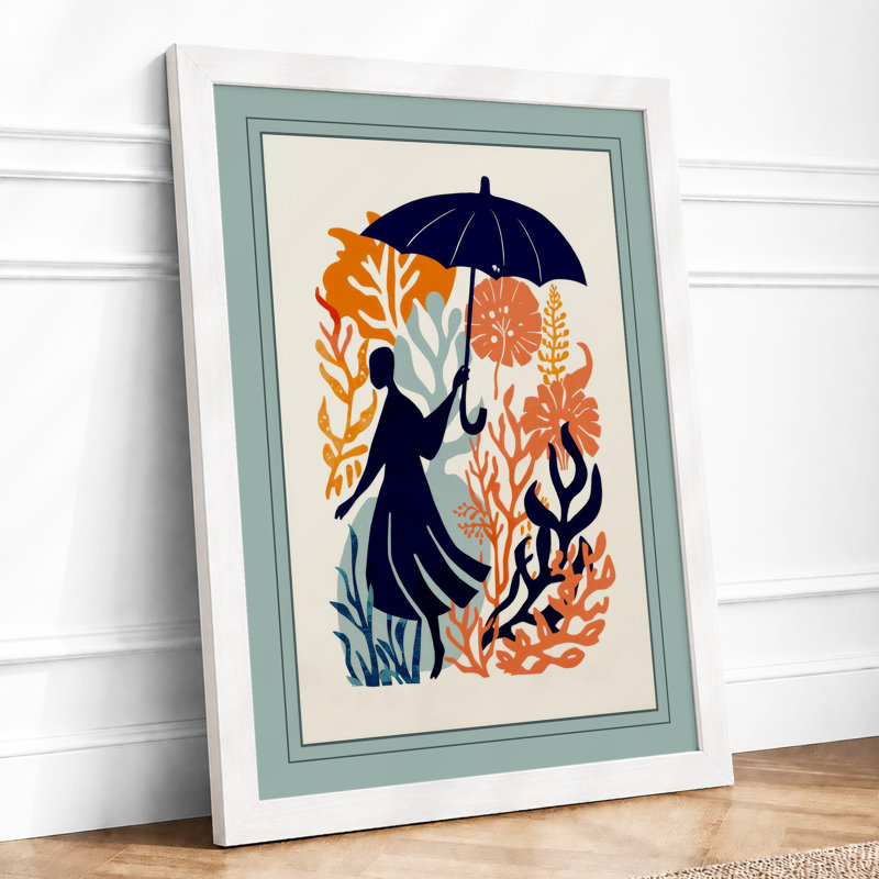 Figure Among Flowers Botanical - Framed Print, A3 - 42.0 x 29.7 cm, White
