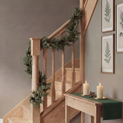 180 cm in. Lighted Fresh Faux Artificial Garland