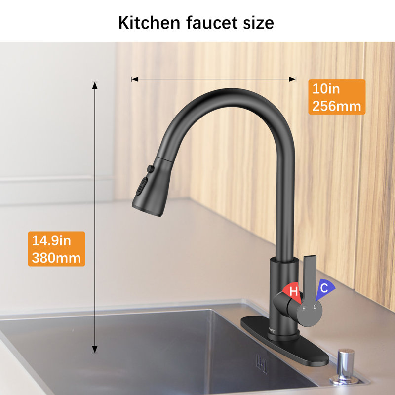 Miuer Pull Out Kitchen Faucet, Black